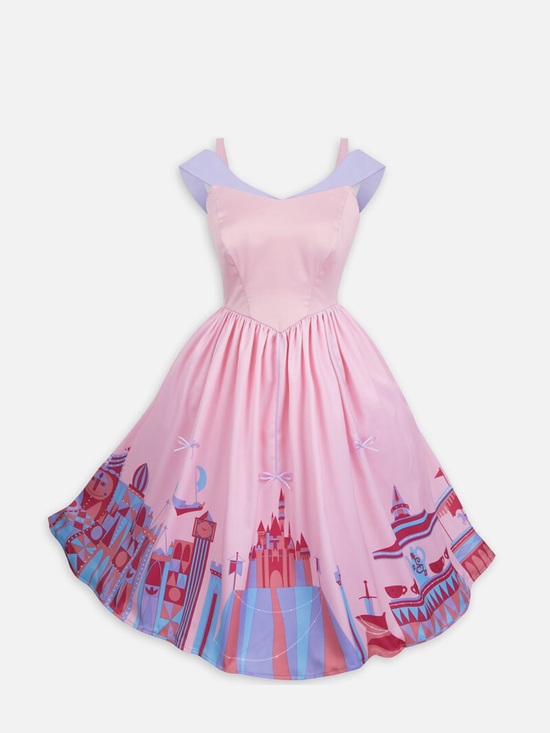 Her Universe Dresses & Skirts - DISNEY- The Dress Shop- Pink Castle-Print Fit & Flare Dress